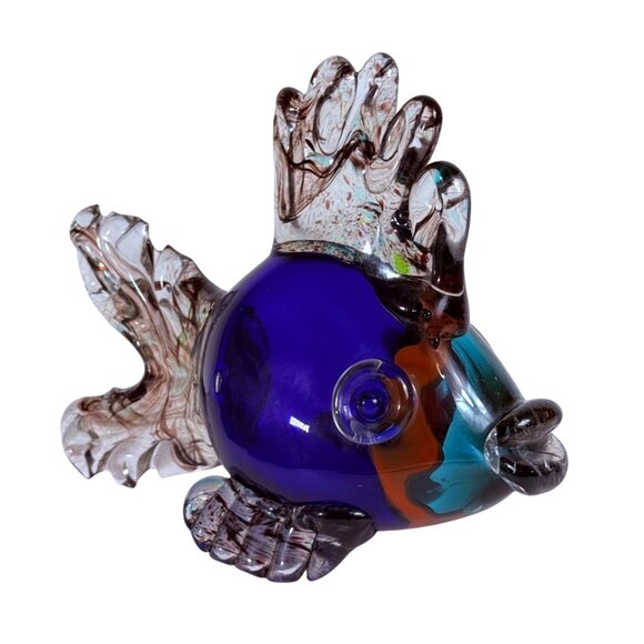 Murano Retro 70s Glass Fish Sculpture Multicolored Figurine Artistic Decor VTG - Picture 2 of 14